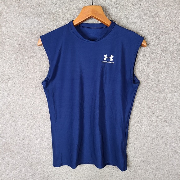 Under Armour Shirt Mens XL Blue Compression Athletic Tank Top Sleeveless Stretch - Picture 1 of 10
